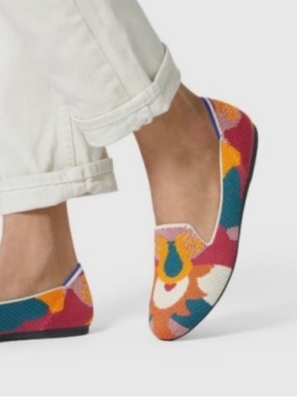 Rothy's Multicolor Knit Slip-On Flats in Red, Mustard & Teal - Picture 8 of 9